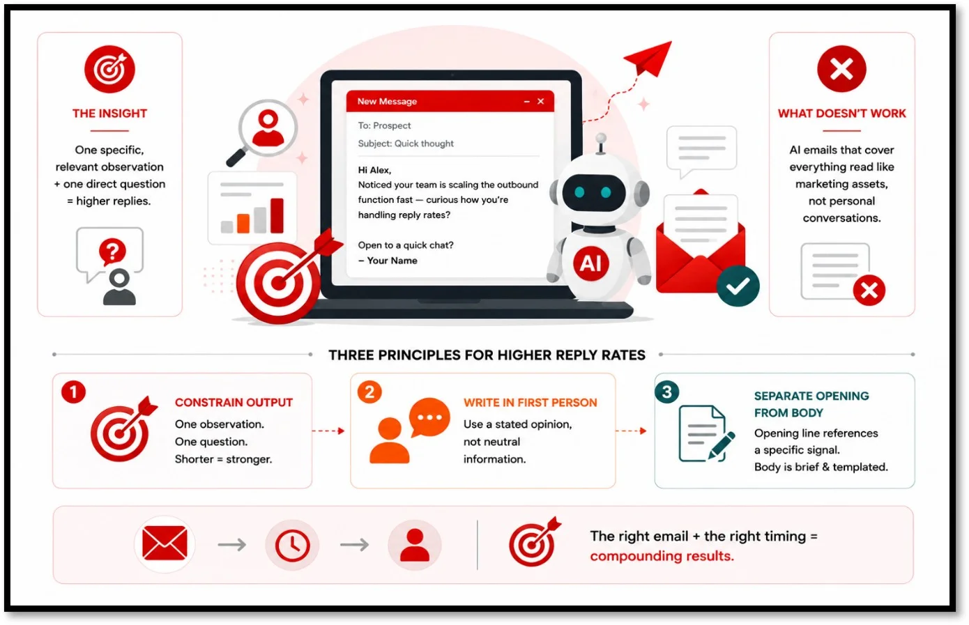 Principles for higher reply rates in cold email outreach